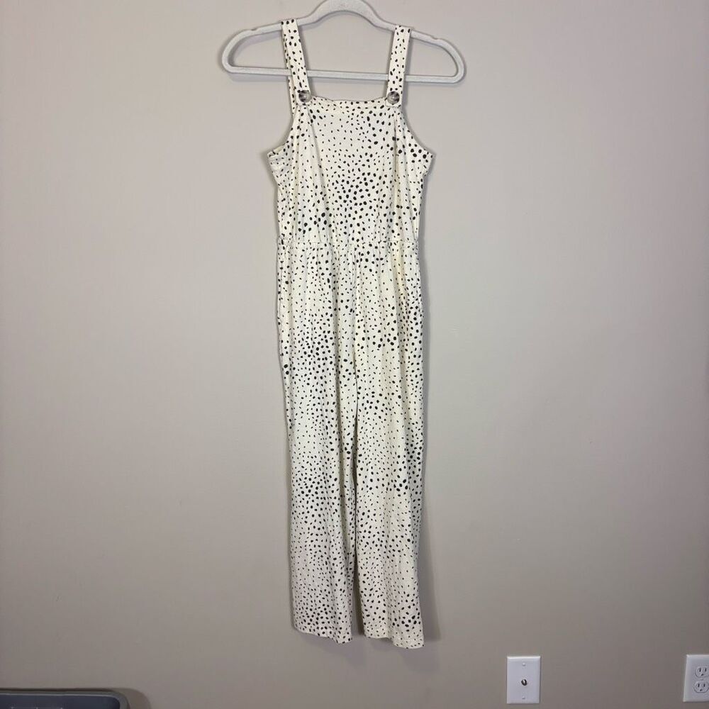 New Z Supply Cream with‎ Black Girls Jules Dot Print Jumpsuit Size Large 12-14